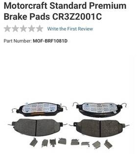 Cr3z-2001-c Ford Brf-1081-d Genuine Oem Motorcraft Brake Lining Kit
