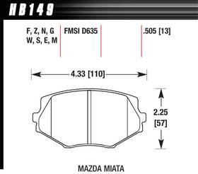 Hb149g.505 Hawk Brake Pads Front For Mazda Miata Mx-5 Dtc-60