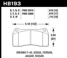 Hb193f.670 Hawk Performance Hps Rear Brake Pads Gtr 09-12 R35 08-11 Audi R8 03-09 Viper