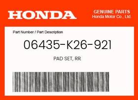 06435-k26-921 Honda Genuine Pad Set Rr. -