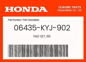 06435-kyj-902 Honda Genuine Pad Set Rr. -