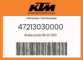47213030000 Ktm Genuine Brake Pads 85 Sx 2021 -