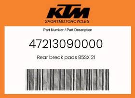 47213090000 Ktm Genuine Rear Break Pads 85sx 21 -