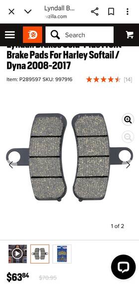 44082-08 Lyndall Racing 7256x Xtreme Low Dust Series Front Brake Pads Harley Softail Dyna 08-15