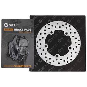 Niche Mk1006520 Rear Right Brake Rotor Pad Kit For Yamaha 5sl-w0046-00-00 Semi Metallic