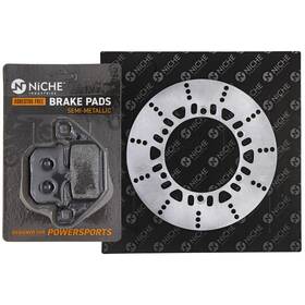 Niche Mk1007425 Rear Right Brake Rotor Pad Kit For Kawasaki 43082-1080 Semi Metallic