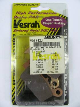 Vd1442j Vesrah Sintered Metal Brake Pads Vd-144/2jl Peugeot Honda - Nos