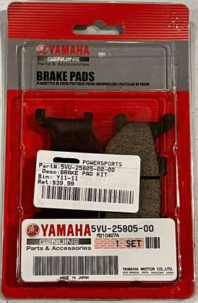 5vu-25805-00-00 Yamaha New Genuine Oem 2006-2015 V-star 1300 Brake Pad Kit