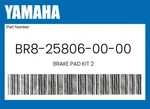 Yamaha Genuine Brake Pad Kit BR8-25806-00-00. Fixed Price $54.22.