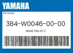 Yamaha Genuine Brake Pad Kit 2 3B4-W0046-00-00. Fixed Price $42.54.