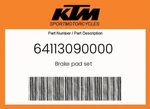 Ktm Genuine Brake Pad Set - 64113090000. Fixed Price $63.75.