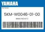 Yamaha Genuine Brake Pad Kit 2 5KM-W0046-01-00. Fixed Price $44.63.