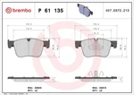 Brembo 61 135X Brake Pad Set, Disc For Citro N, Ds, Opel, Peugeot, Toyota, Va. Fixed Price $139.94.