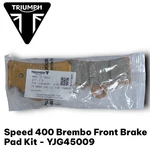 Oem Triumph Speed 400 Brembo Front Brake Pad Kit - YJG45009. Fixed Price $50.00.