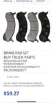Wheeler Fleet Brake Pads ASL02040J2677. Fixed Price $45.00.
