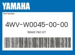 Yamaha Genuine Brake Pad Kit 4WV-W0045-00-00. Fixed Price $46.37.