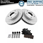 Front Ceramic Brake Pad & Performance Cross Drilled Slotted Rotor Kit. Fixed Price $144.85.